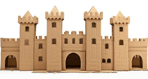 fantasy construct, corrugated cardboard kingdom, cardboard castle, cardboard king --ar 39:21 --c 44 --s 69 --v 5.2