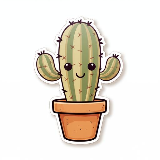 desertpunk cute cactus inspired by Jon Klassen and Atey Ghailan, sticker, SVG --style raw
