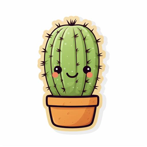 desertpunk cute punk cactus inspired by Jon Klassen and Atey Ghailan, isolated on white background, sticker, SVG --style raw