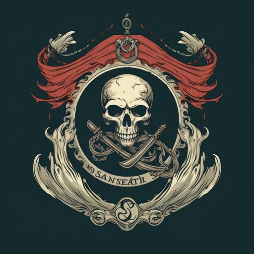 design a logo for the flag of the smuggling ship captained by a half orc oath of the open seas paladin, dnd, skulls, jolly roger, tusks, orc pirate, flag, logo, symbol, dungeons and dragons, tal'dorei, exandria, critical role