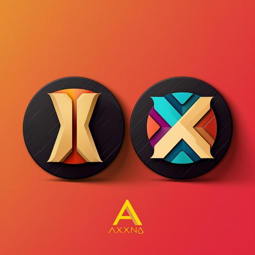 design a minimal logo for Axum Coin in 3D, geometric shapes, bright colors, abstract forms, modern art, Pablo Picasso-inspired