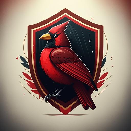 design a minimalist cardinal bird logo and this one on a shield