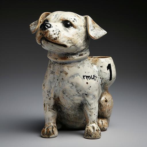 stoneware dog urinals signed 