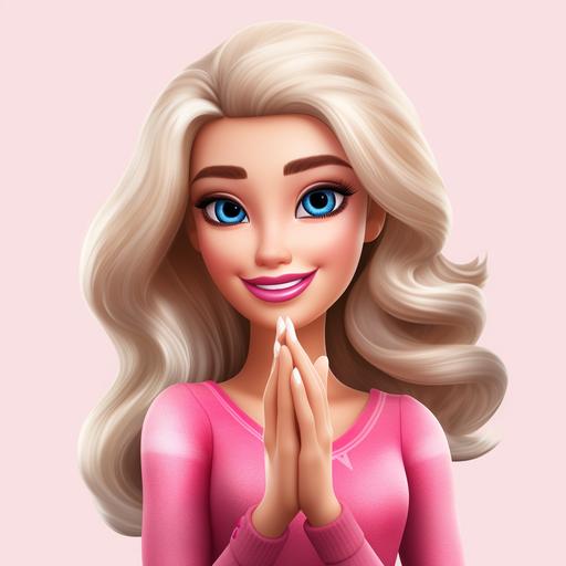 design me a Barbie emoji that is youthful and beautiful and clapping hands with approval