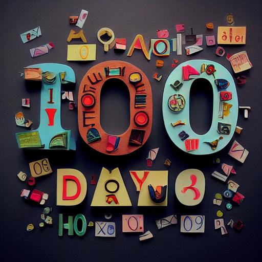 design with the following text 'Happy 100th Day of school Teachers', alphabets should big BIG and colerfull --test --creative