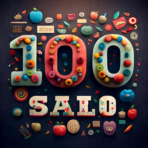 design with the following text 'Happy 100th Day of school Teachers', alphabets should big BIG and colerfull
