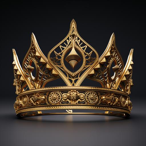 golden african male crown with details, isolated
