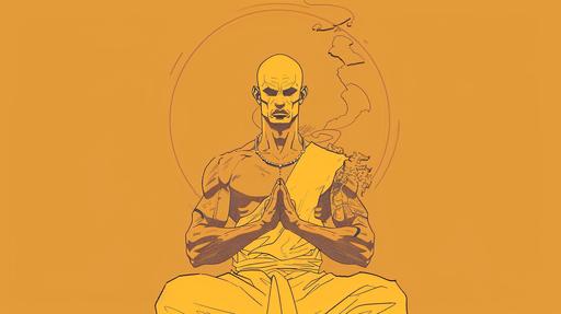 dhalsim From Street Fighter II in a minimalist single line sketch style from the animated movie Street Fighter II: The Animated Movie released in 1994, animated by Group TAC, drawn by Akira Nakamura animation --ar 16:9
