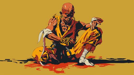 dhalsim From Street Fighter II in a minimalist single line sketch style from the animated movie Street Fighter II: The Animated Movie released in 1994, animated by Group TAC, drawn by Akira Nakamura animation --ar 16:9