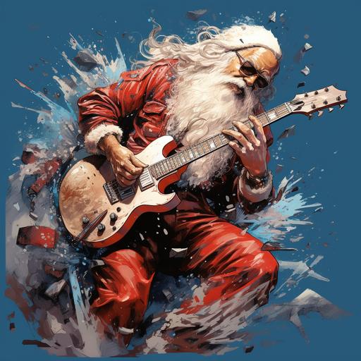 different pictures of santa claus playing guitar, in the style of hyper-detailed illustrations, classic rock, naturalistic poses, illustration 2️⃣ santa playing the guitar with different poses, in the style of hyperrealistic illustrations, ink and color, energy-filled illustrations, illustration, lively illustrations 3️⃣ santa claus in an electric guitar playing different musical instruments, in the style of painted illustrations, lively action poses, detailed ink illustrations, realistic depictions, group f/64, illustration, lively illustrations 4️⃣ art of santa clause electric guitarist with hammer, in the style of detailed character illustrations, multi-panel compositions, dignified poses, lively illustrations, detailed ink illustrations, lively action poses, editorial illustrations white background vector