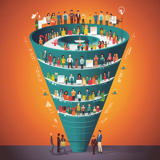 digital marketing funnel, vector art