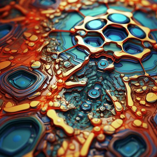 digitally rendered microscopic composition of meta subatomic beauty of stoneware virus alien beauty mysteriously entrancing colors and light. Regular patterns dynamic of rythmic, infinite transition in smooth colors. Simple minimalist soothing.