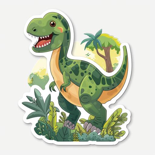 dinosaurus. illustration , disney style , sticker , white backround --v 6.0