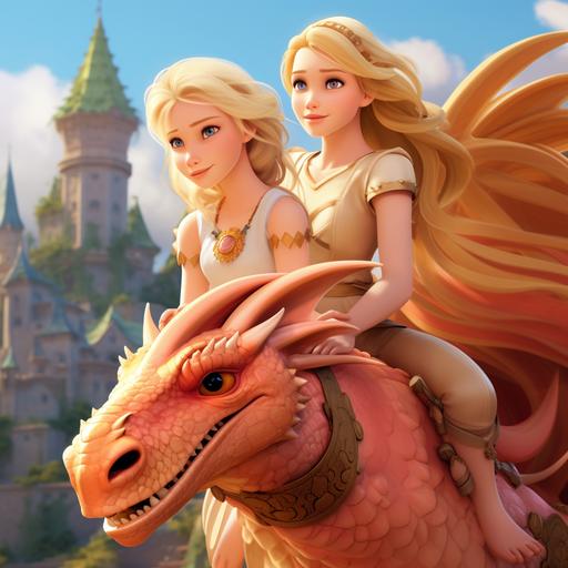 disney movie animation blonde princesses lesbian gay blonde girl princesses in love riding dragons together