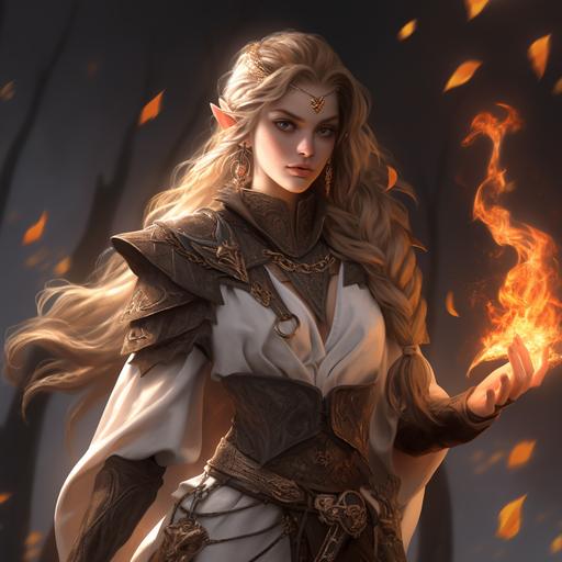 dnd character concept, realistic, 3d render, female elf, battle mage, braids, magic flames, action pose, beautiful, ethereal, magical, vray, unreal engine, fierce:: cartoon illustration drawing sketch art painterly oil painting stylized hand-drawn sd anime::-0.35 --c 5 --s 1000 --niji --style expressive