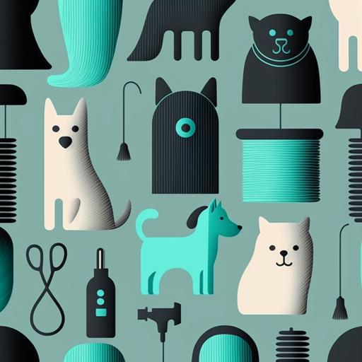 dog and cat hair salon wallpaper, minimalist simple icons, patern, elegant --v 4