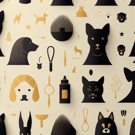 dog and cat hair salon wallpaper, minimalist simple icons, patern, elegant --v 4