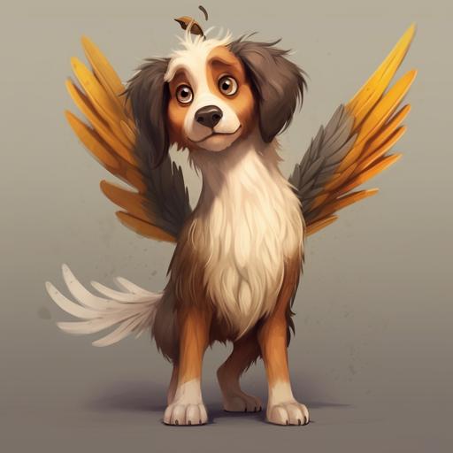 dog bird,cartoon style, character, wings,Beek,birddog, mix breed, hybrid