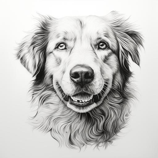 dog line art drawing black & white
