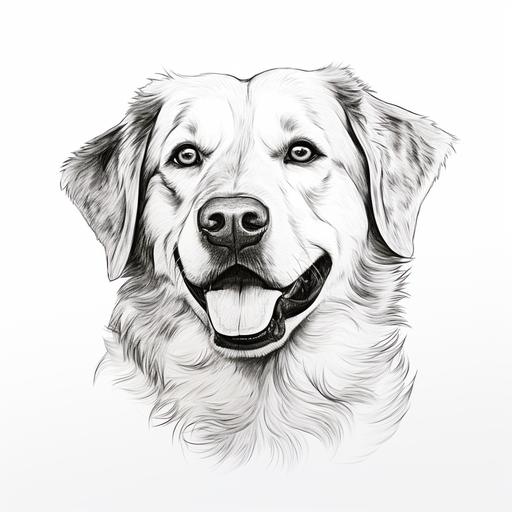 dog line art drawing black & white