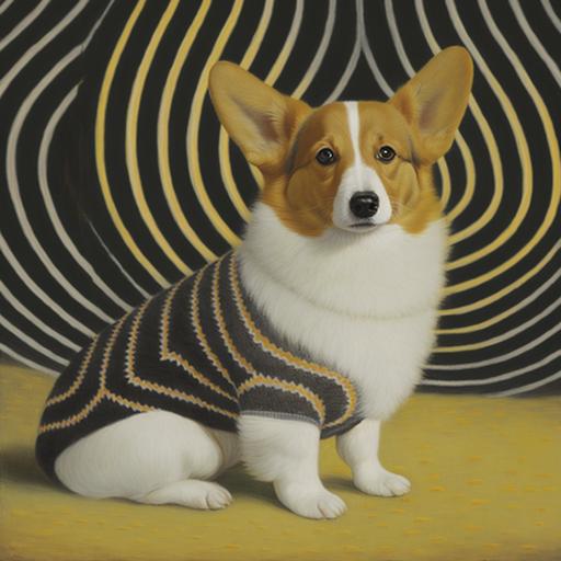 dog sweater on corgi puppy by hilma af klint