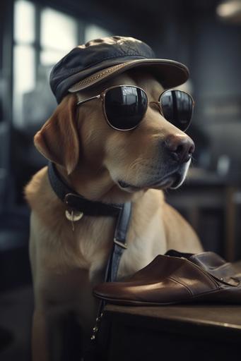 dog traveler, airport, suitcase, sunglasses, cap,Professional photography ultra realistic photo, photorealistic --ar 2:3 --q 2 --s 750 --v 5