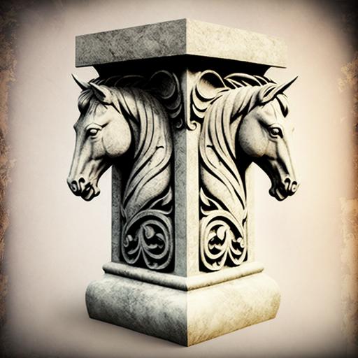 doric pillar with two horse heads logo stencil