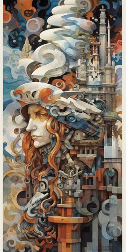 dot matrix ace king fresque by John Dyer Baizley, enki bilal, puzzle art :: 0.2 --ar 1:2 --ar 3:2 --v 5.1