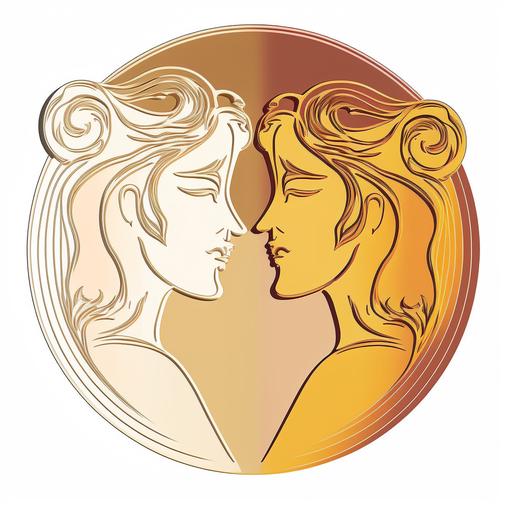 double venus logo, graphic design, sharp, pink orange yellow brown beige colors, women loving women, lesbian, lgbt, soft, clear, centered