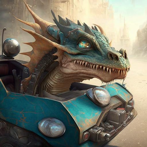 dragons driving cars