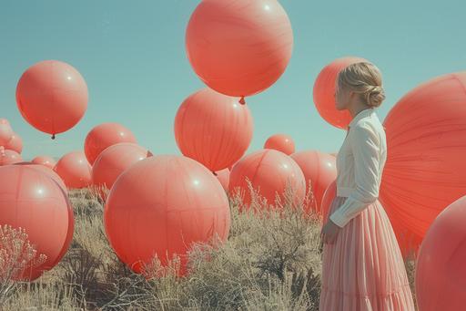 dramatic crop circles cotton candy balloons by Maia Flore, 1960's kodak post-processing --ar 3:2 --v 6.0 --s 750