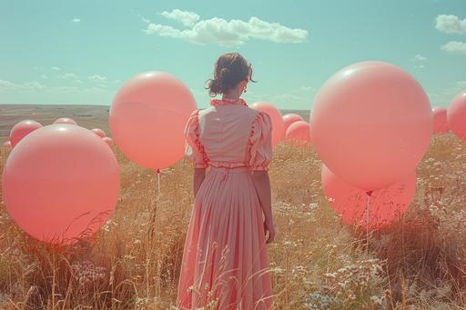 dramatic crop circles cotton candy twisted balloons by Maia Flore, 1960's kodak post-processing --ar 3:2 --v 6.0 --s 750