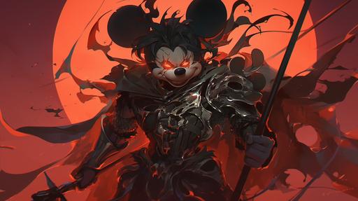 dramatis personae mickey mouse forsaken oathbreaker warrior --ar 16:9 --niji 6