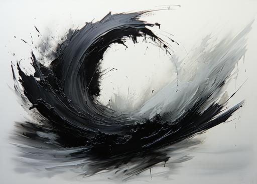 draw a hand-made enso painted with a thin brush and thick, dense black paint, so you can see the lines and imperfections but no paint drops, on a 🦀 background... --ar 32:23 --s 1000 --c 25 --weird 0.11 --style raw