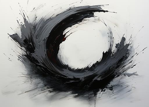 draw a hand-made enso painted with a thin brush and thick, dense black paint, so you can see the lines and imperfections but no paint drops, on a 🦀 background... --ar 32:23 --s 1000 --c 25 --weird 0.11 --style raw