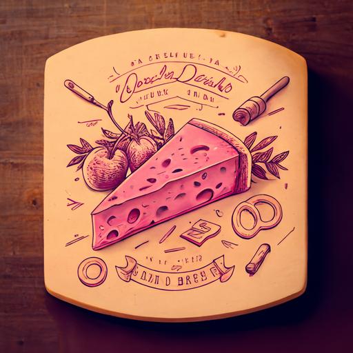 draw cheese board graphic pink logo