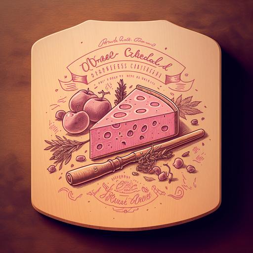 draw cheese board graphic pink logo