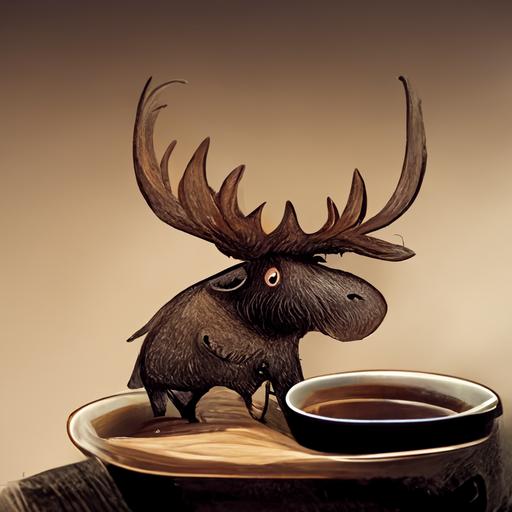 draw moose drinking coffee