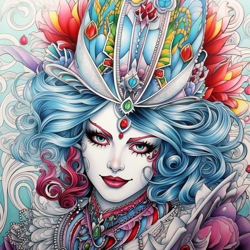 drawing carnival costume coloring by harlequin