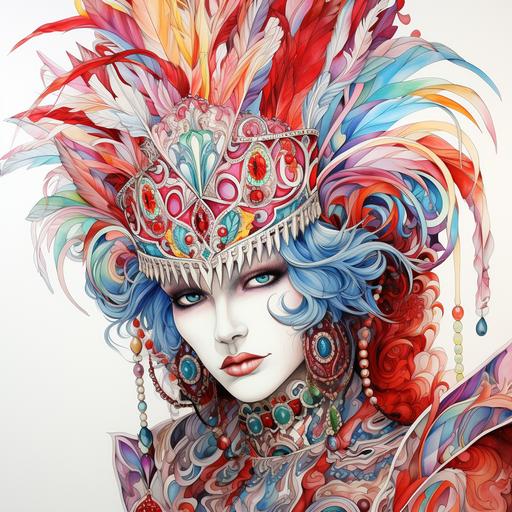 drawing carnival costume coloring by harlequin