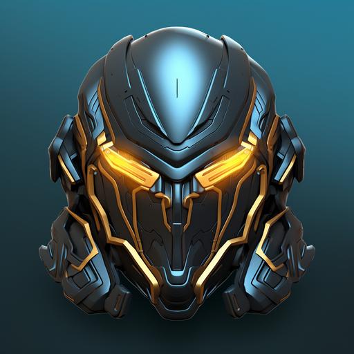drawn icon for game, 3D, cyberpunk warrior mask
