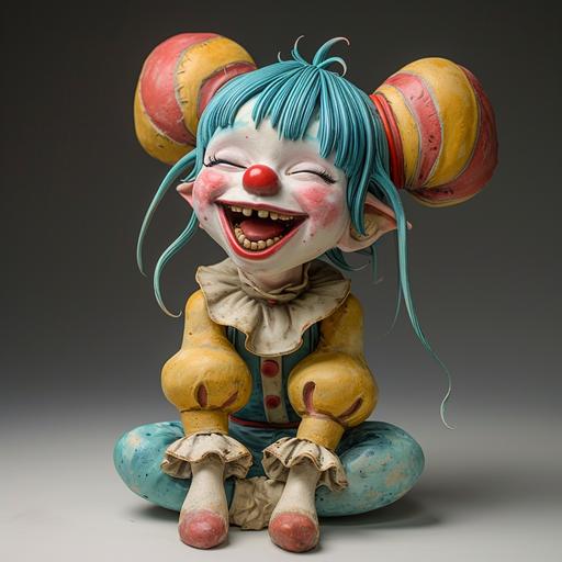 Cute laughing anime clown girl stoneware --v 6.0