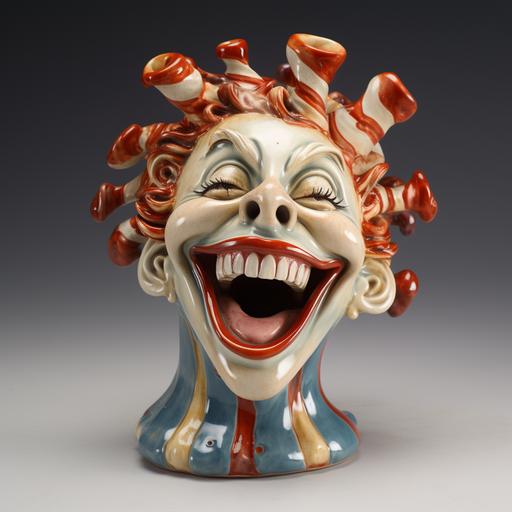 Cute laughing clown girl stoneware --v 5.2