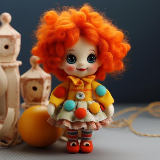 Needle felted cute clown female doll --v 5.2
