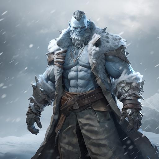 dungeons and dragons frost giant wearing trench coat