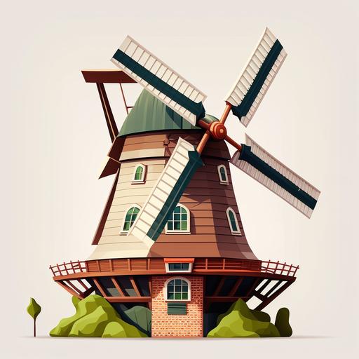 dutch windmill cartoon style
