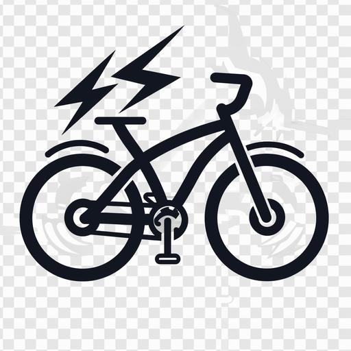 e-bike logo with electric bolt on transparent background