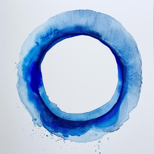 a blue circle, watercolor on wet paper --v 6.0