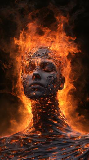 [e6490b62e] In the distance, a person's head is on fire, but there is no fire on their body. --v 5.2 --ar 9:16 --c 0