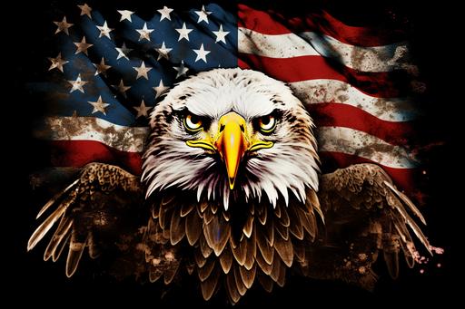 eagle design with american flag, --ar 3:2